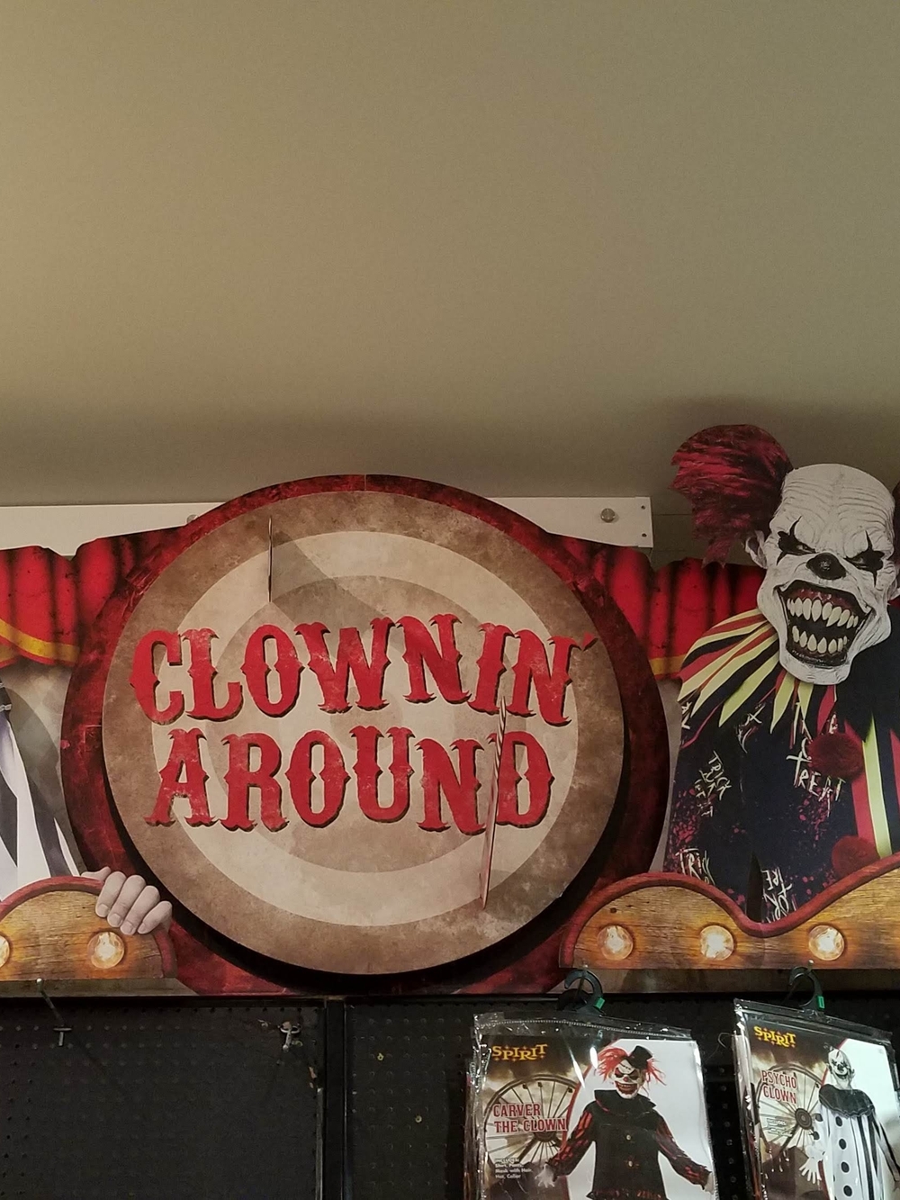 2 Clownin' Around Carnival Sign - Red and Tan (From Spirit HALLOWEEN)